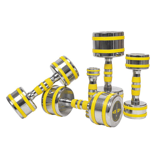 Chrome Dumbbells inSPORTline Yellsteel 2kg - 10kg - Gymzey.com