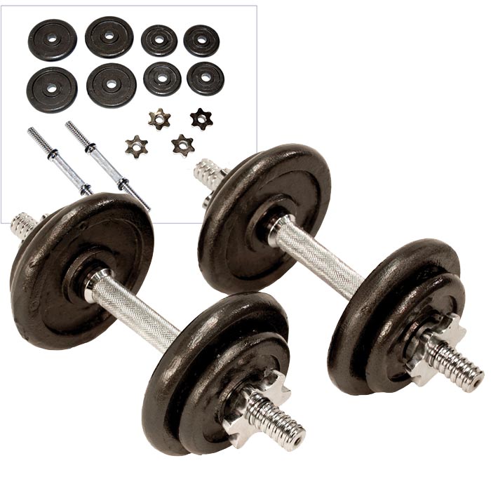 Adjustable Weight Plate Dumbbells Set 20kg (2 x 10kg) - Gymzey.com