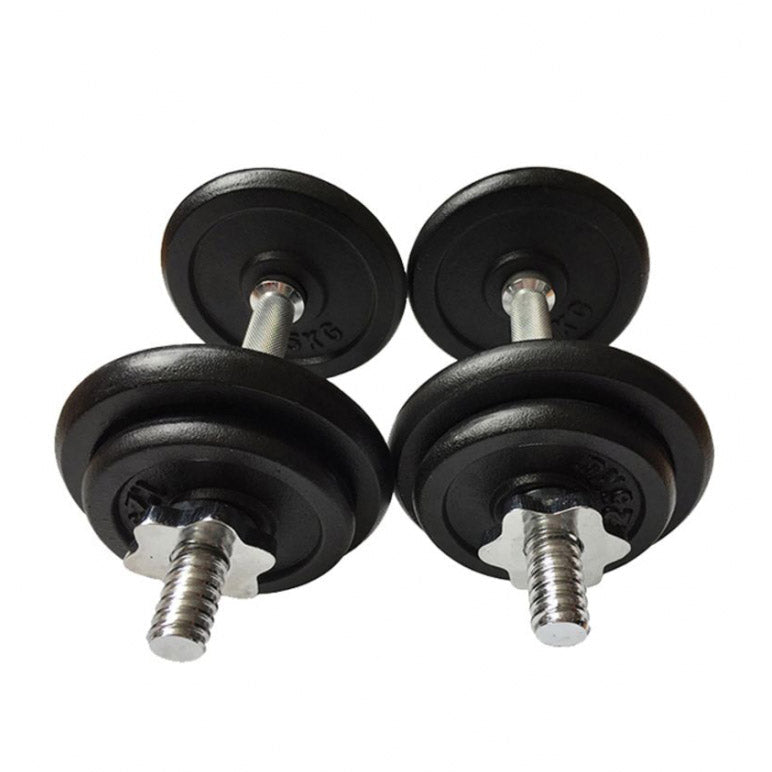 Adjustable Dumbbells Set 2 x 10kg (20kg total) Chrome Handle, Star Collars - Gymzey.com