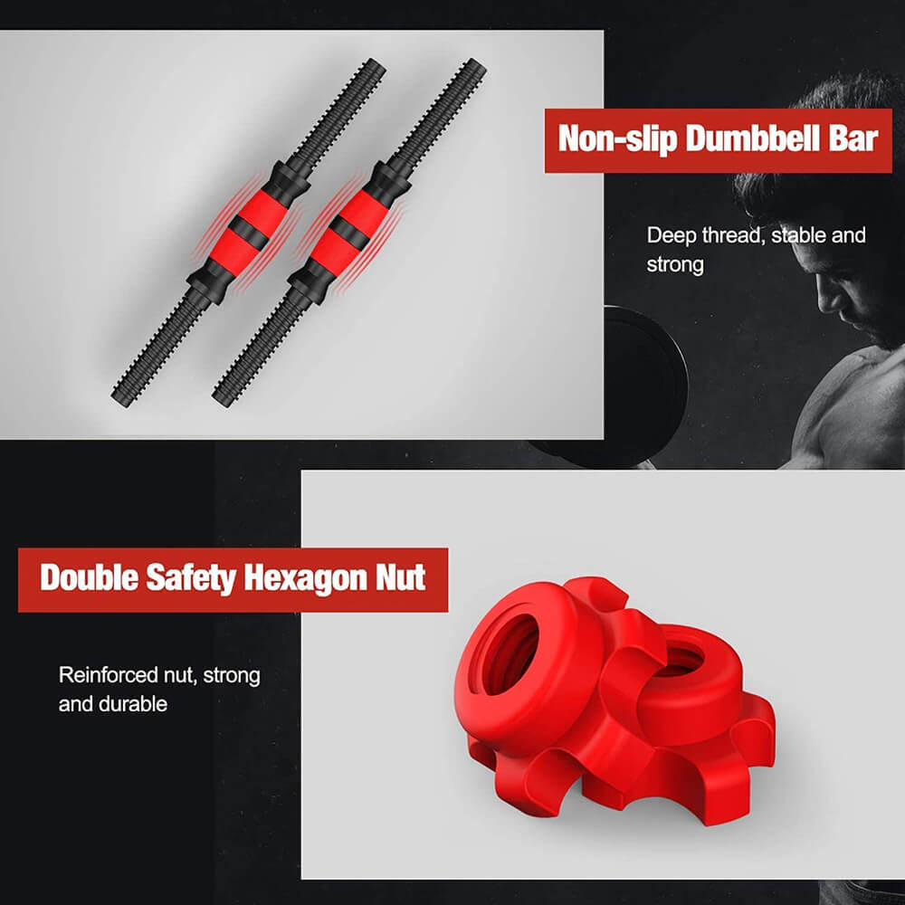 3-in-1 Adjustable Dumbbells Set 30kg with Connecting Rod